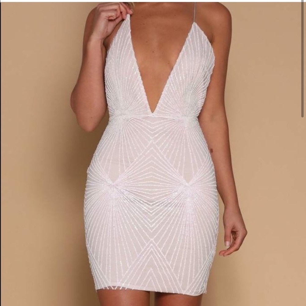 Meshki Kayda Jewelled Dress in White